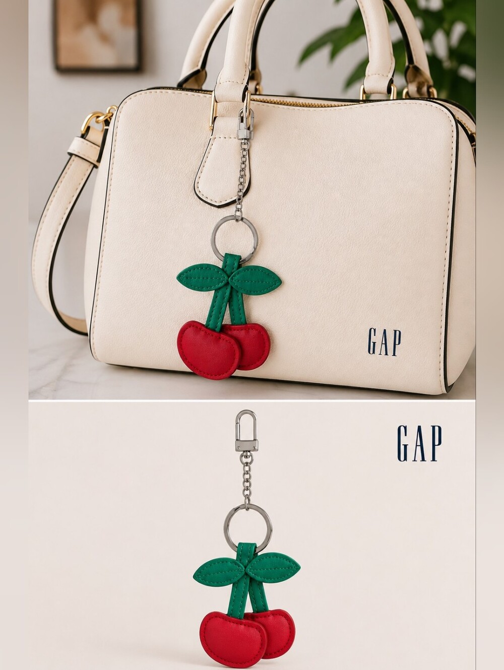 GAP Red & Green Cherry Keychain Charm